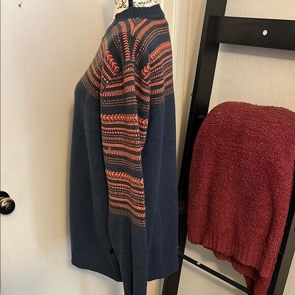 Patagonia Lambswool Blend Blue Orange Design Pullover Sweater Modern Gorpcore - Picture 6 of 11